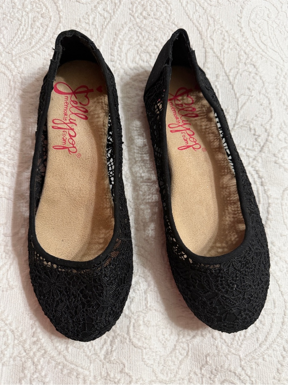 NWOT! Jellypop Size 7.5M Black Lace Ballet Flats